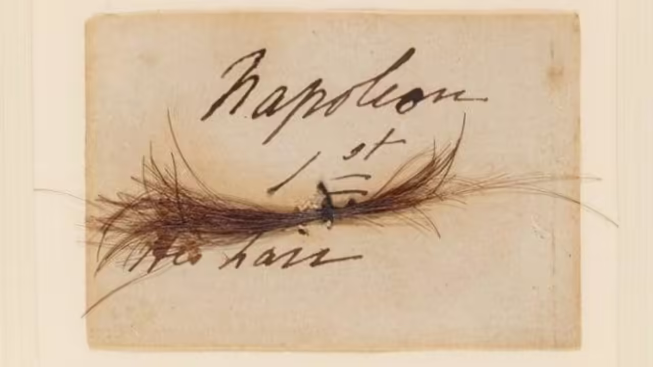 Napoleon's hair, taken from the battlefield at Waterloo. Photo: the Royal Collection Trust